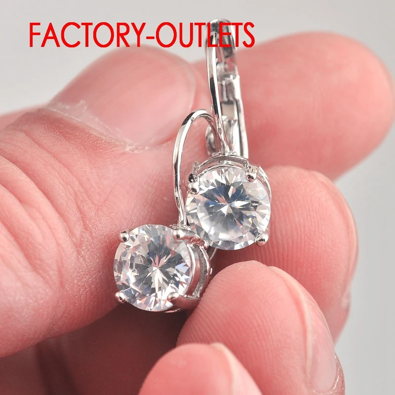 Big Discount Genuine 925 Sterling Silver Fashion Jewelry Shining CZ Crystal Cubic Zirconia Silver Clip Dangle Earrings for Women