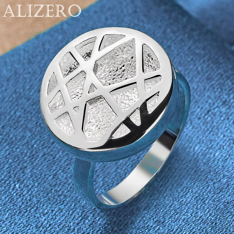 

ALIZERO 925 Sterling Silver Ring Net Round Ring for Women Men Fashion Wedding Party Jewelry Gift