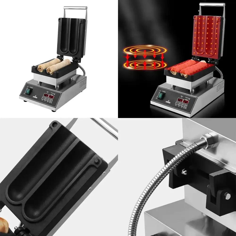 Chicken Rolls Waffle Maker Machine With Timer Meat Roll Wrap Machine Barbecue Burrito Machine Hot Snacks Equipment Mini