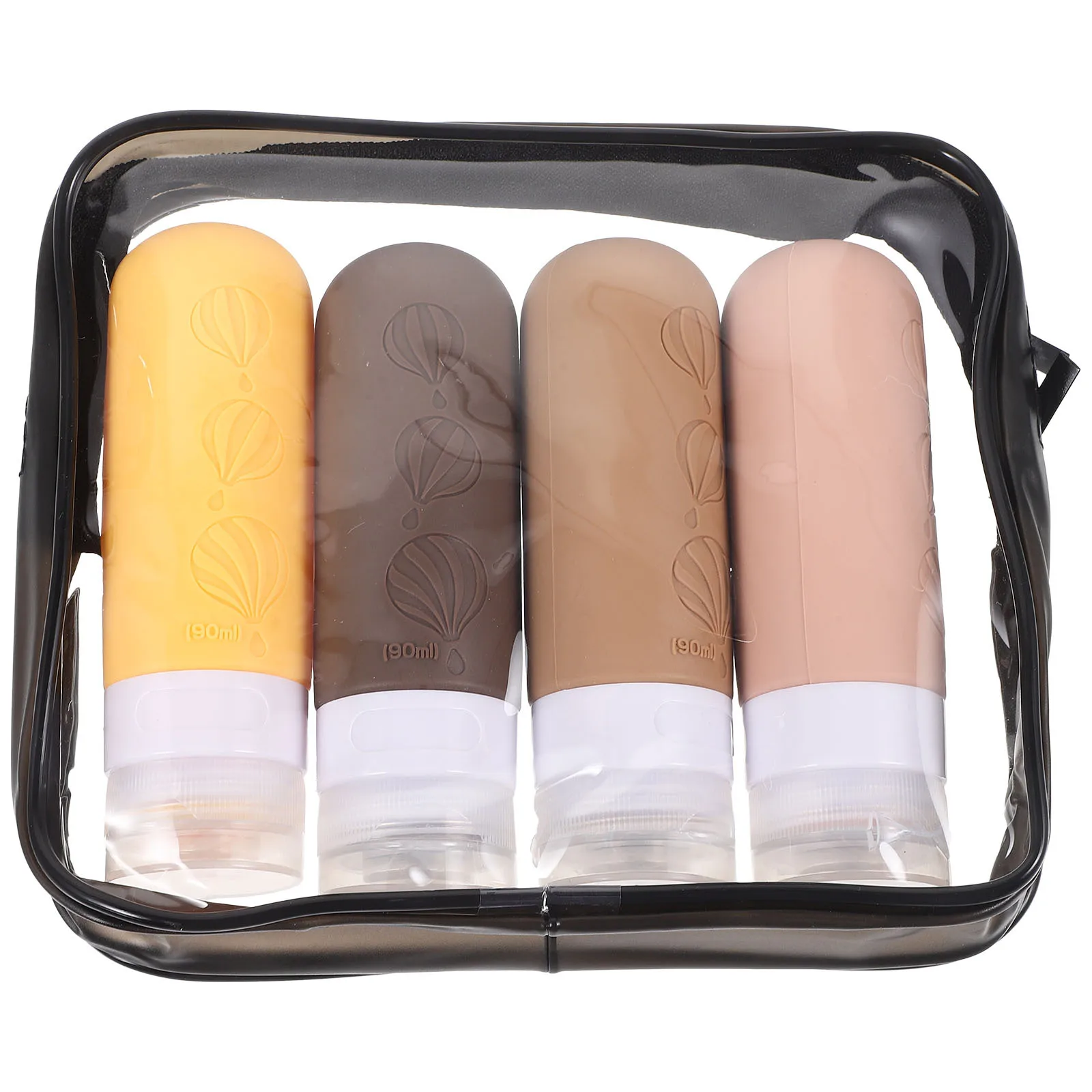 

4pcs Silicone Travel Toiletries Containers Lotion Shampoo Bottles Leakproof Portable Refillable 90Ml Reusable Dispenser