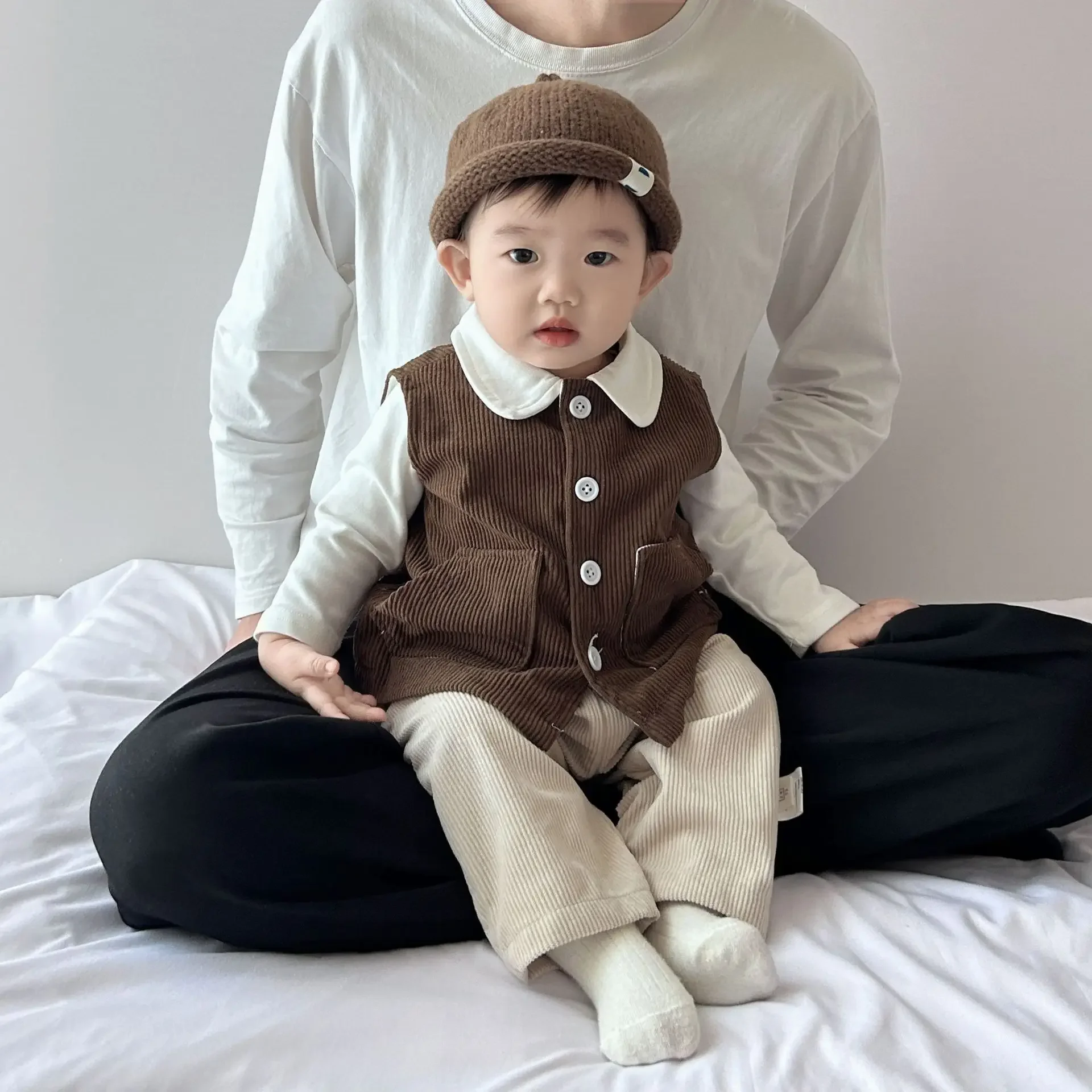 Korean Simple Corduroy Baby Boy Vest Spring and Autumn Coat Stylish Baby Versatile Sleeveless Vest Top