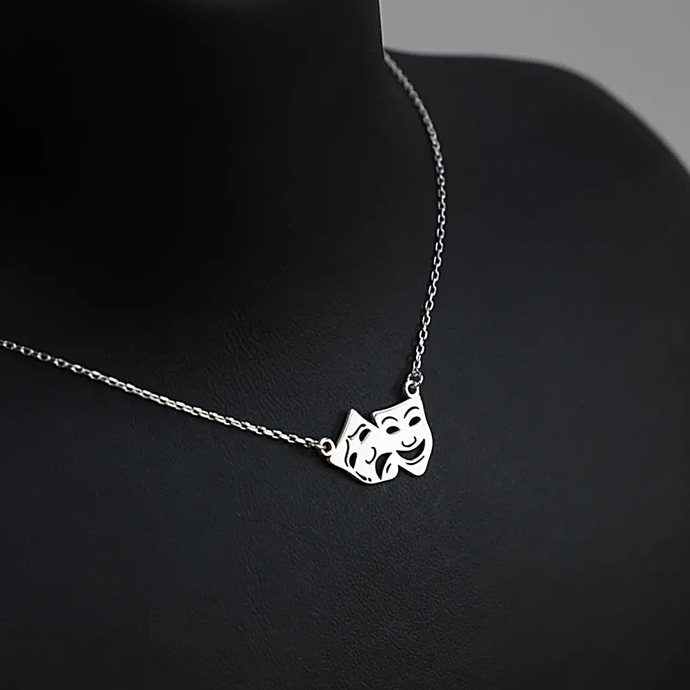 Guy Fawkes Mask Men Necklace Golden V For Vendetta Anonymous Pendant Stainless Steel Jewelry Male Necklace Gift