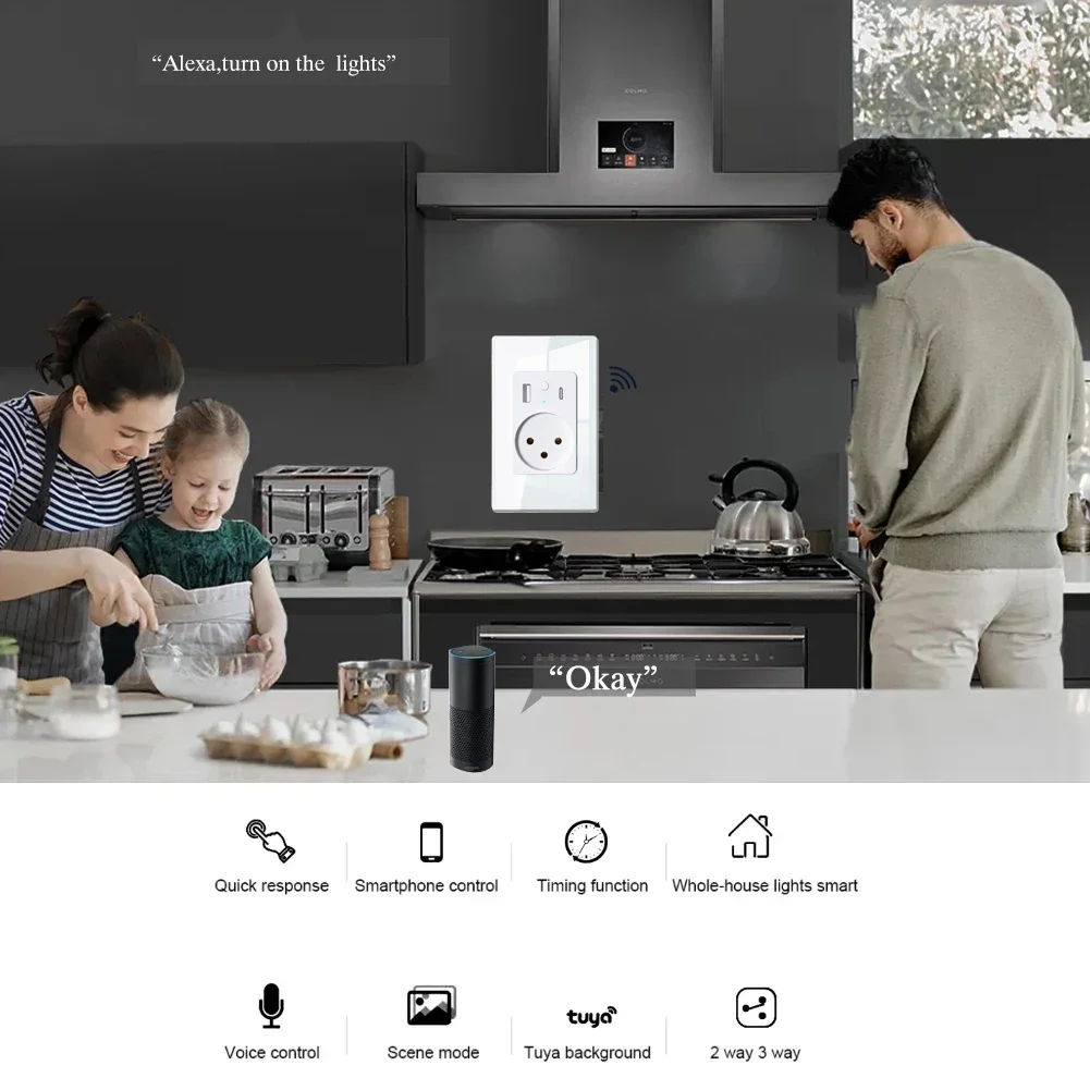 Melery Tuya Wifi สมาร์ทอิสราเอลผนังซ็อกเก็ต USB Type C PD 30W Power Outlet สําหรับ Iphone EU Plug Remote โดย Alexa Google Home