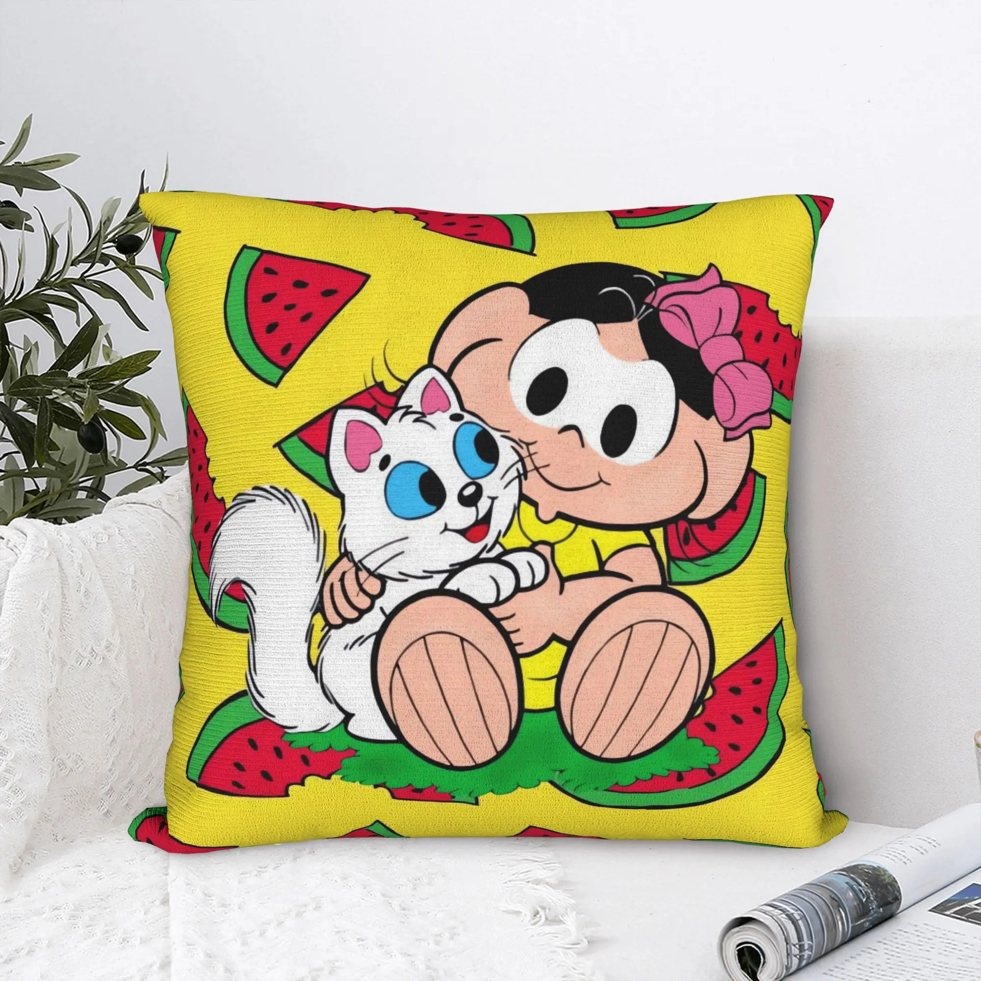 Capa de almofada com estampa de desenho animado, capa de almofada com estampa de novidade para festa de casamento, decoração de casa