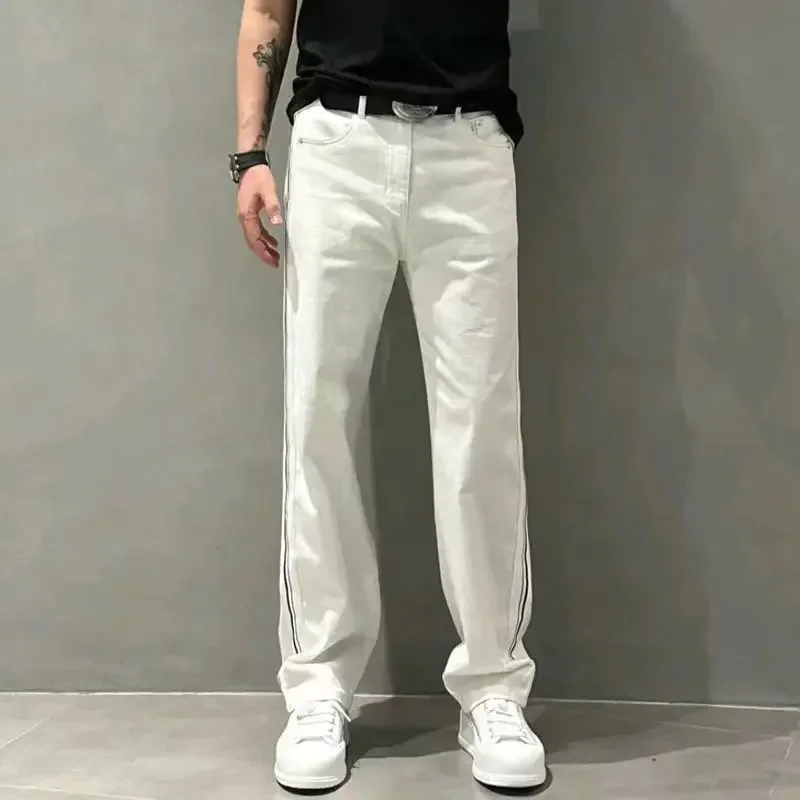 

With Pockets Straight Man Cowboy Pants Black Trousers Men's Jeans White Harajuku Y2k Vintage Wholesale Cheap Oversize Soft