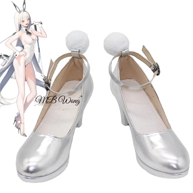 NIKKE-Chaussures de Cosplay de la Déesse de la VicQuantité pour Fille, Bottes à Talons Hauts, Blanc, Lapin, ixd'Halloween, Carnaval, sur Mesure