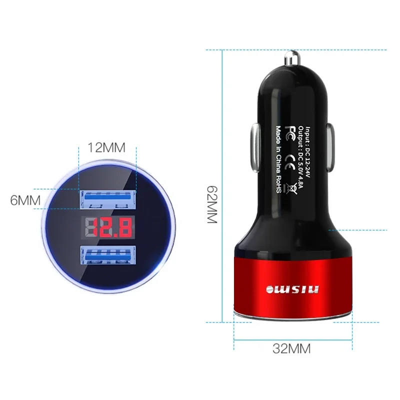 2 منافذ USB شحن سريع شاشة ديجيتال شواحن السيارات قطع غيار السيارات لنيسمو نيسان ألميرا تيدا جوك Teana قاشقاي 350Z 370Z GTR