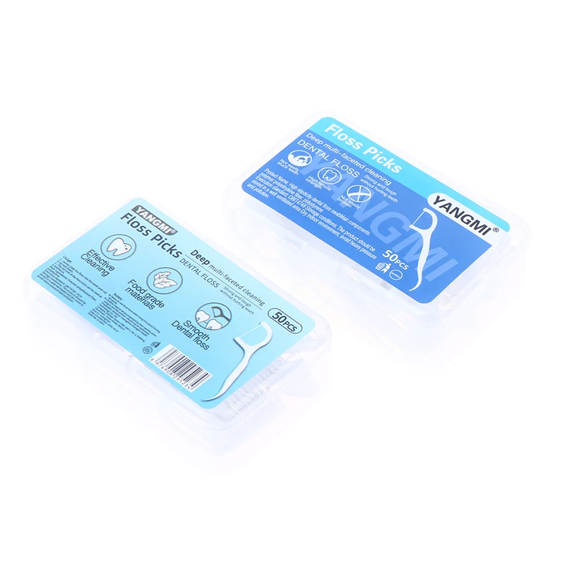 50 قطعة المحمولة المتاح خيط تنظيف الأسنان البلاستيك مسواك عالية التوتر خيط تنظيف الأسنان عصا صندوق الأسنان العناية بالفم #6