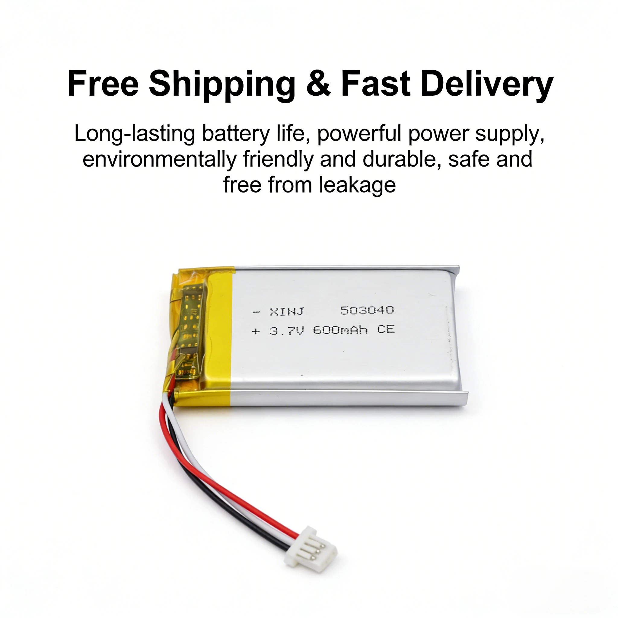 

503040 3.7V 600mAh Li-Polymer Battery with JST 1.0mm 3-Pin Connector NTC Thermistor for GPS Dash Cam Bluetooth Speaker 3-Wire
