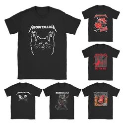 Album Cat Meowtallica Japan Band Men's T Shirt Rock Music Funny Vintage Tees Short Sleeve Round Collar T-Shirts Cotton Summer