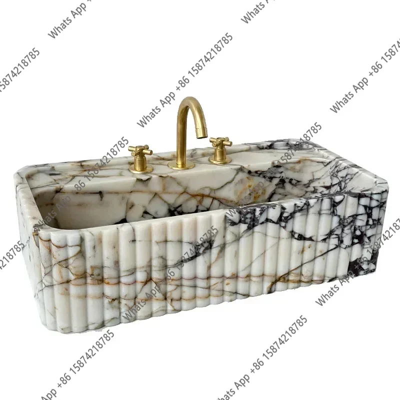 N65 MT Customizable Carrara Marble Square Sink Undermount Bathroom Vanity Basin Semi Recessed Hand Polished Luxury Natural Stone