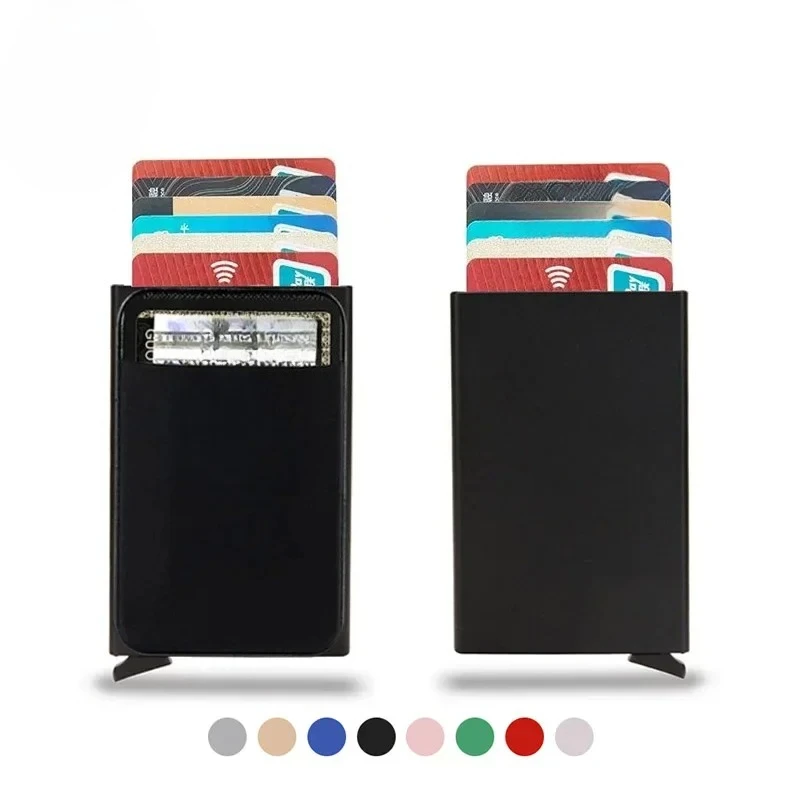 Dompet Kartu Kredit Minimalis Pintar dari Aluminium Logam Tipis dengan Fitur Pop-up untuk Pria, Tempat Kartu Kredit