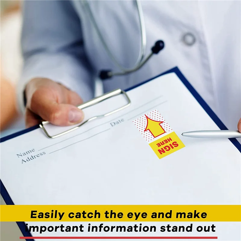 600 ชิ้นป้ายที่นี่แท็บป้ายที่นี่ป้ายที่นี่สติกเกอร์ป้ายที่นี่ธงพร้อมเครื่องจ่ายลูกศรธง 1 นิ้ว (สีเหลือง)