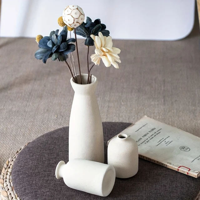 Set of 3 Ceramic Vase, Flower Vases For Rustic Home Decor, 6