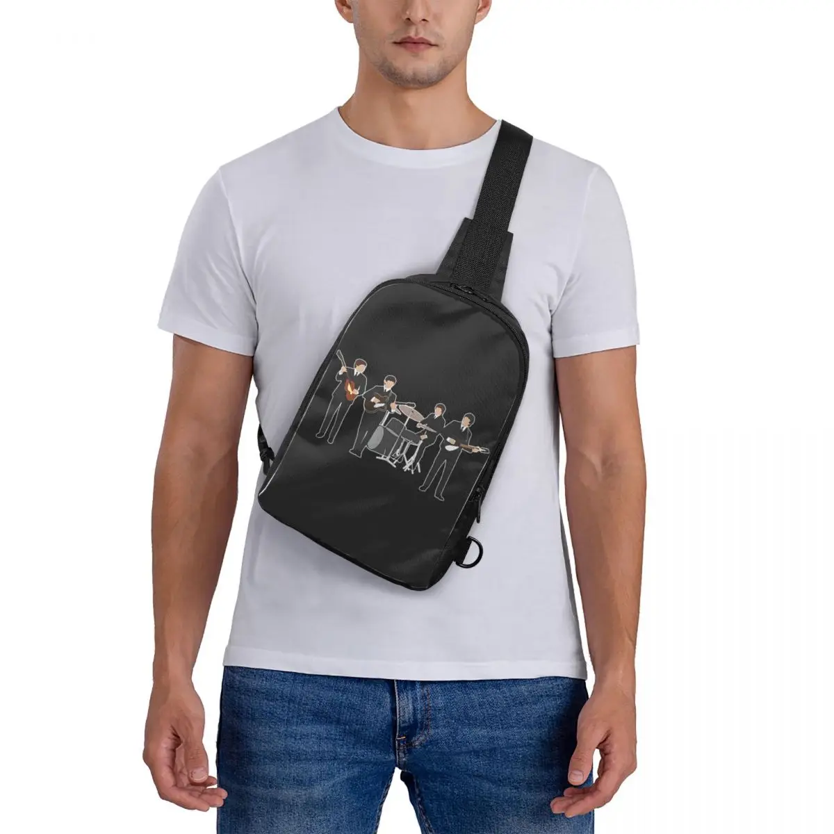 

Beatle Vintage Retro Line Up Chest Bag Crossbody Backpack Sling Shoulder Bag For Men Traveling Hiking Daypack