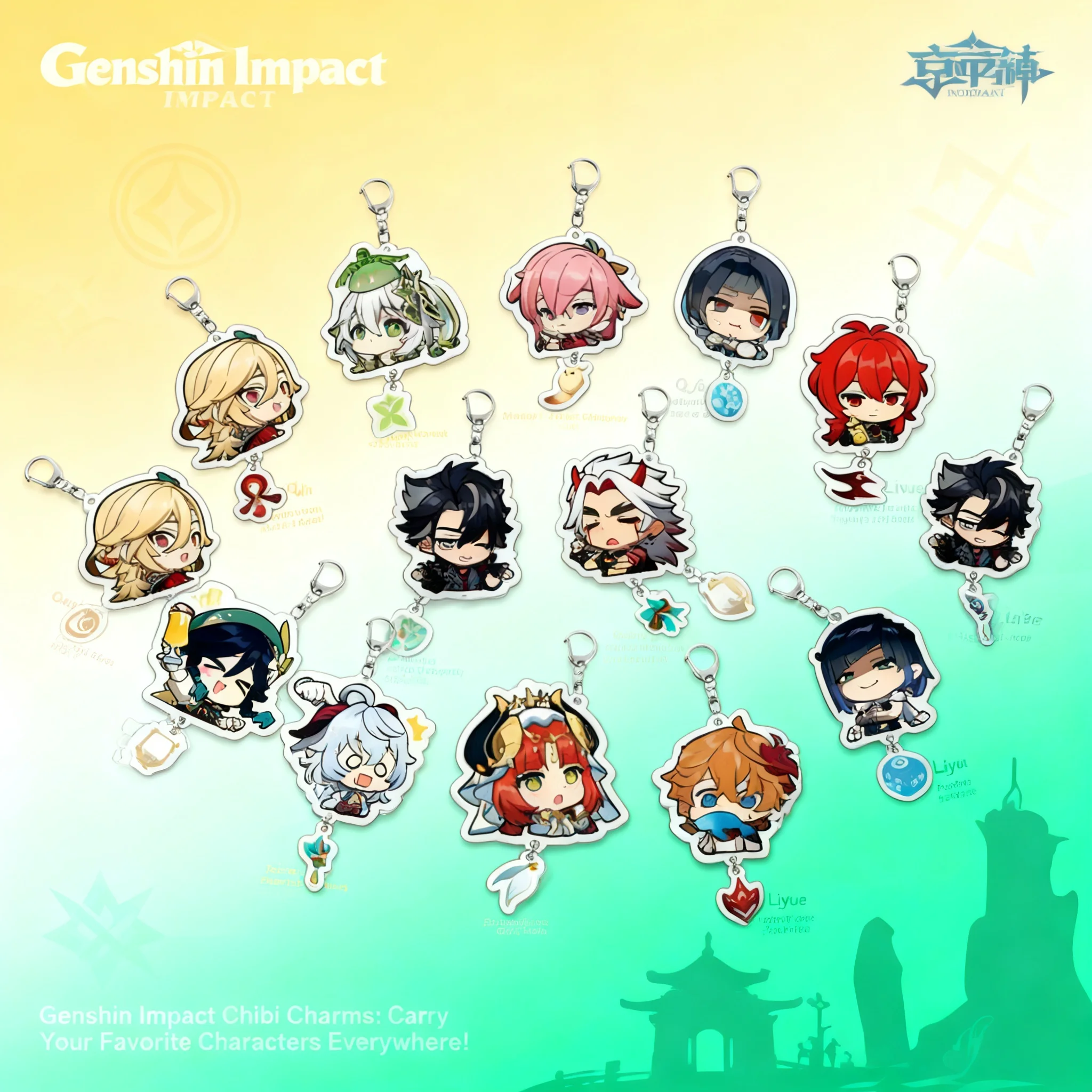 

Genshin Impact Acrylic Keychain Traveler Amber Lisa Venti Anime Cosplay Accessory Pendant Charm Gift for Fans Collection