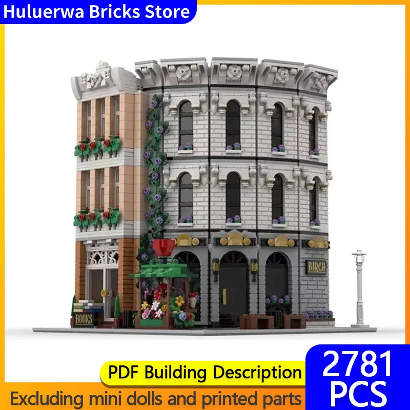 City Street View Model MOC Building Bricks Corner Bank Building Modular Technology Gifts Holiday Assemble Children Toys Suit