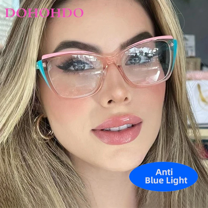 

Vintage Fashion Luxury Brand Designer Big Frame Cat Eye Reading Classic Eyeglasses Women Men Anti Blue Light Computer Glasses