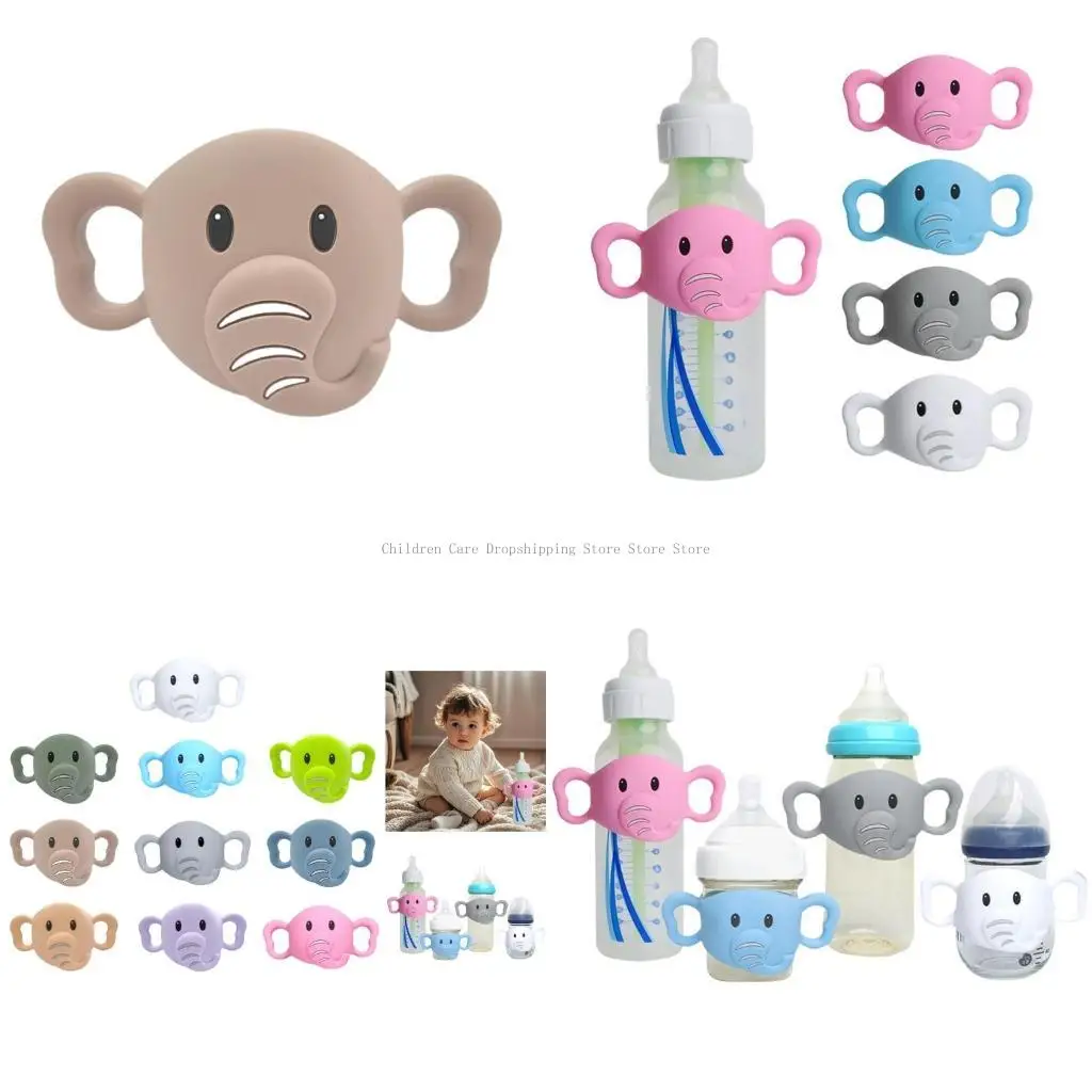 

Elephant Pattern Baby Bottle Handle Transitional Cup Handle Grip for Baby Bottle Universal Removable Grip Portabl