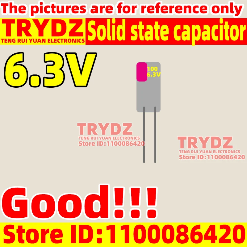 8pcs New 6.3V 5*7 5*8 6.3*8 8*9 8*12 10*12100UF 220UF 270UF 330UF 470UF 560UF 1000UF 1800UF 3300UF Solid state capacitor