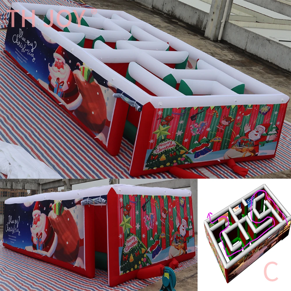 Livraison aérienne rapide 10x5m géant noël gonflable drôle maison Laser Tag jeux labyrinthe gonflable avec couverture pour X mas