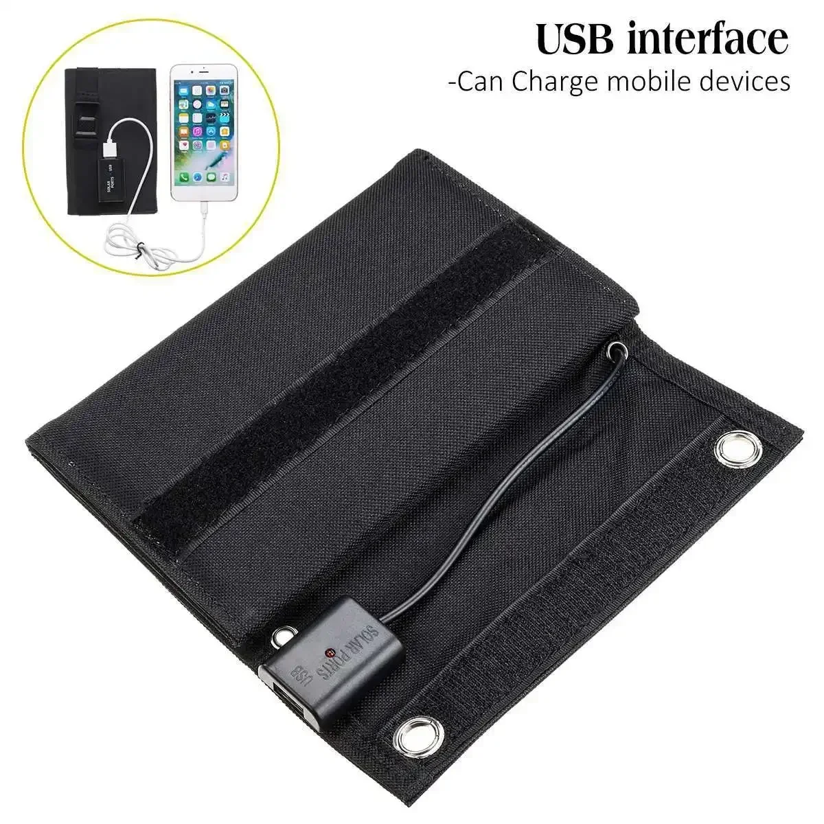 Portable Solar Panel Lightweight Foldable 15W 5 Folded Solar Panel USB Chargers For Cellphone Power Bank