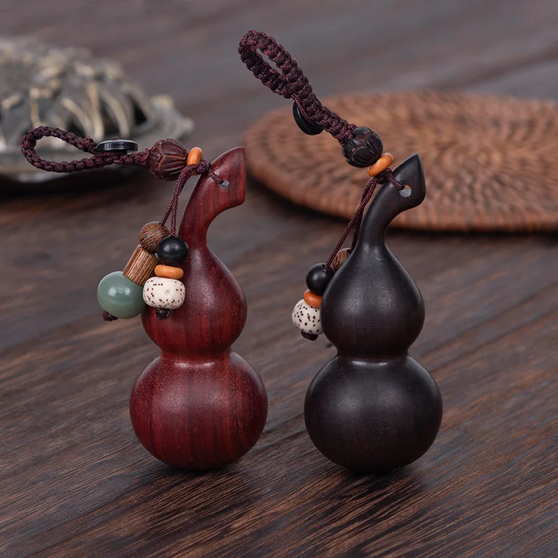 Black Sandalwood Small Gourd Car Keychain Scenic Spot Creative Gift Protection Safe Transportation Pendant Bag Accessories