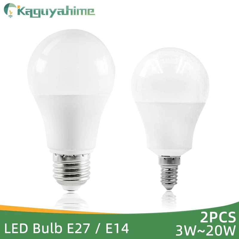 Kaguyahime 2pcs LED E14 E27 Light LED Bulb 3W~24W AC 220V 240V 20W 15W 12W 9W 6W LED Spotlight Table Lamp Home Indoor Lighting