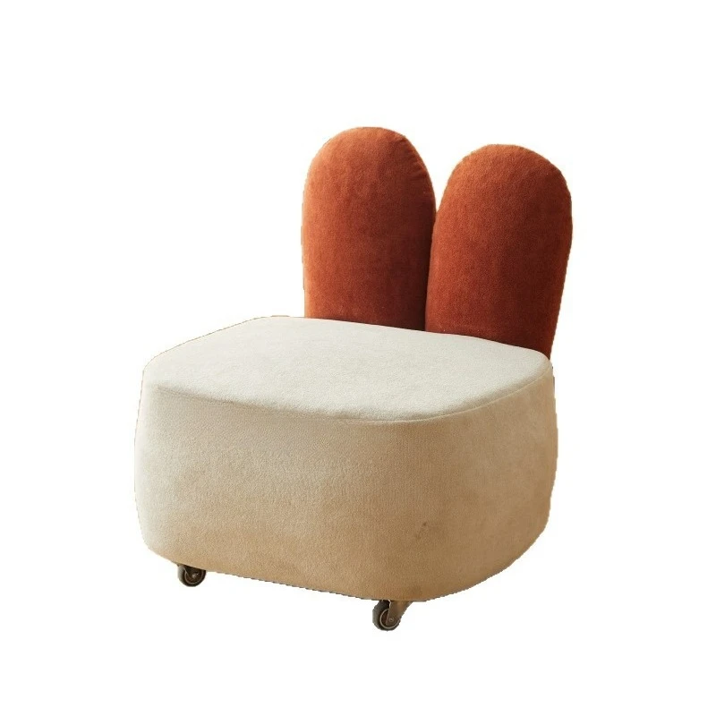 

Rabbit Ears Yoyo Stool Living Room Soft and Comfortable Backrest Stool Movable Universal Wheel Chair
