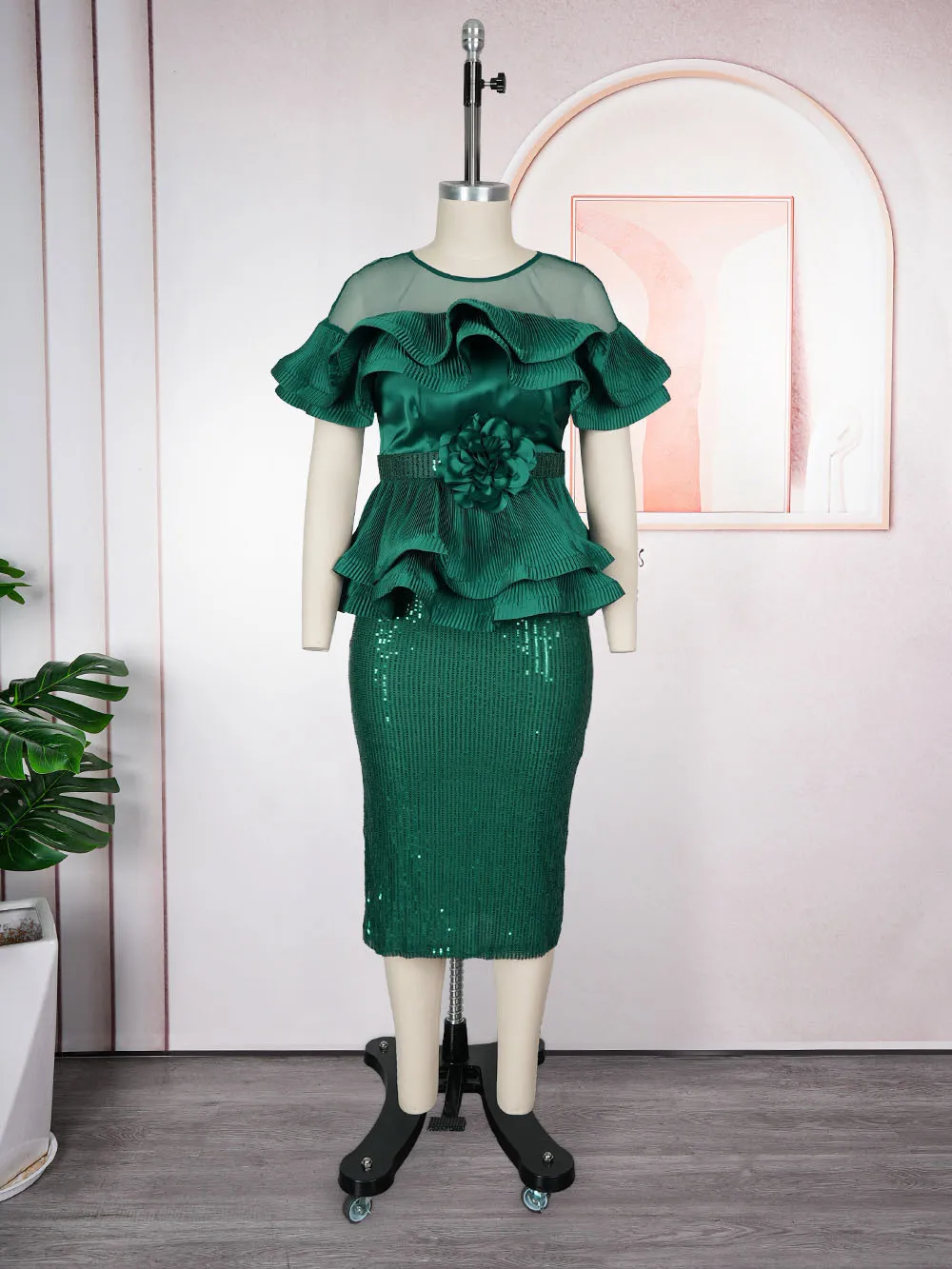 Vestidos africanos elegantes para mujer, vestido largo de fiesta de boda con volantes a la moda, vestido de noche de lentejuelas turcas de talla grande 2025