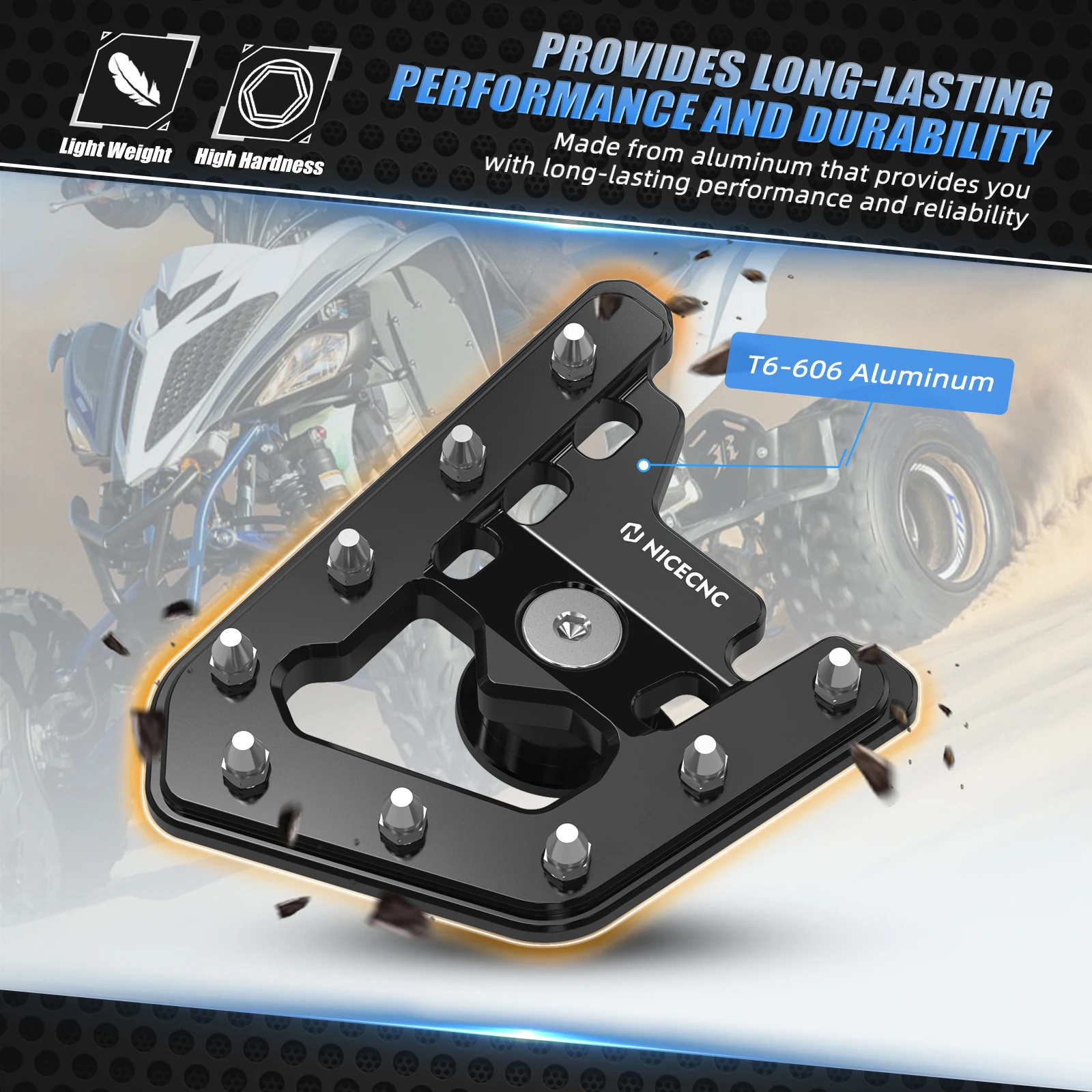 NICECNC ATV Rear Brake Pedal Lever Extension Extender For Yamaha Raptor 700 2006-2012 2007 2008 2009 2010 2011 6061-Aluminum