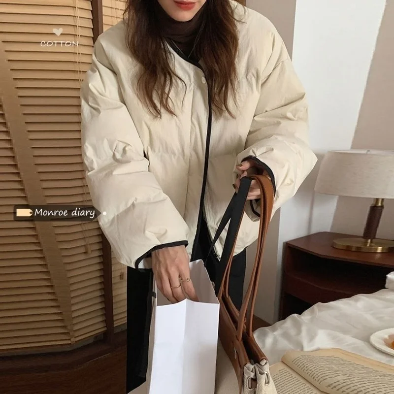 Parka donna tenero solido base antivento spesso inverno caldo Vintage sciolto comodo Ulzzang College capispalla femminile Casual Chic