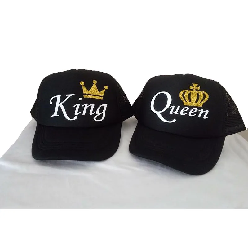 Child King Queen Baseball cap Printed Kids Hat Mesh Net Kingqueen Snapback Peaked Hats Unisex Gold crown Travel KING CROWN Caps