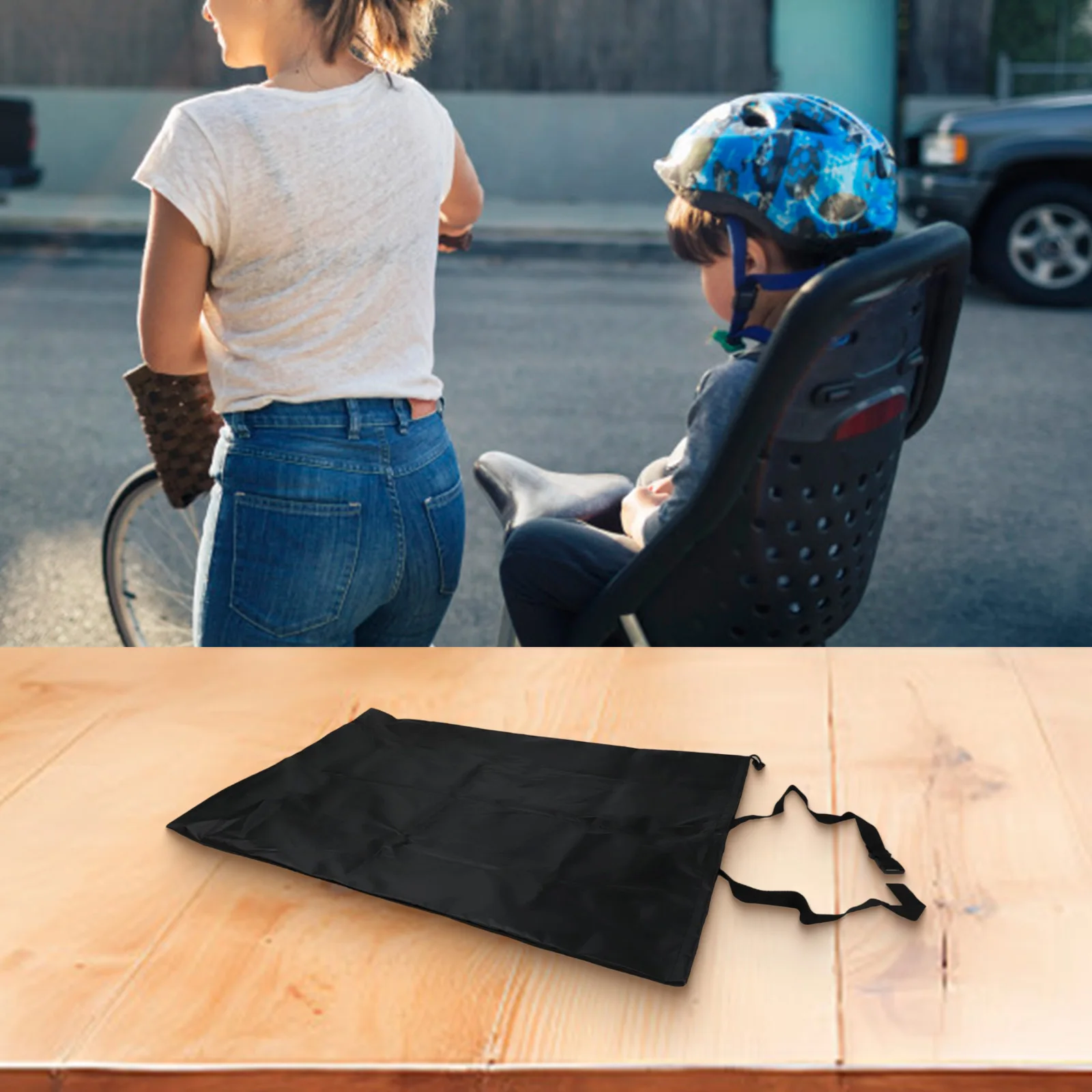 Biking Accessory Child Bike Seat Cover Outdoor Cycling Hygienic Riding Experience Long-lasting Protection Reflective Strips