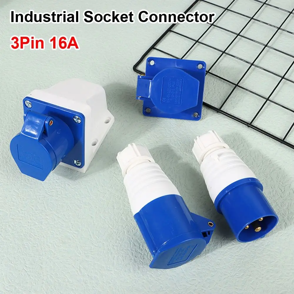 1Pcs 220V Industrial Waterproof Plug 2P+Earth 3Pin 16A Industrial Connector IP44 Splash Proof PP Copper Contact