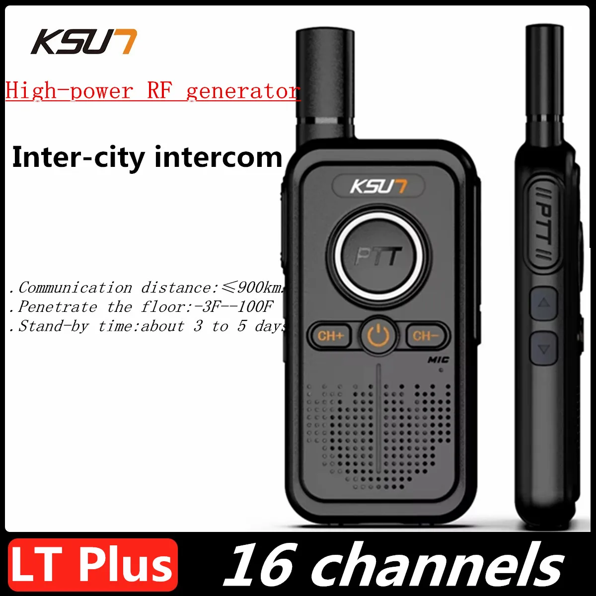 KSUT Two Way Radio Fast Cloning Decoding UHF Dual PTT Long Range Walkie Talkie Handheld Portable Ultra Light Ultra Thin