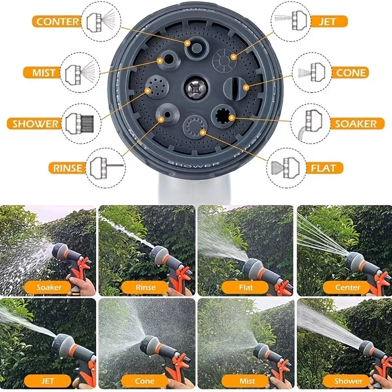 Multifunctional 7-Speed Garden Water Gun, Adjustable High-Pressure Spray Gun, Universal Showerhead for Home Use, Watering Flowers, Washing Cars, and Watering Vegetables, Non-Slip Grip High-Pressure Garden Water Gun