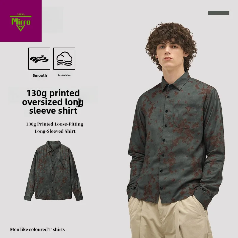 

【Mirrordust】Винтажная рубашка с цветочным принтом в стиле Гонконга для мужчин и женщин, крутая гавайская рубашка в стиле ретро с длинными рукавами для пар