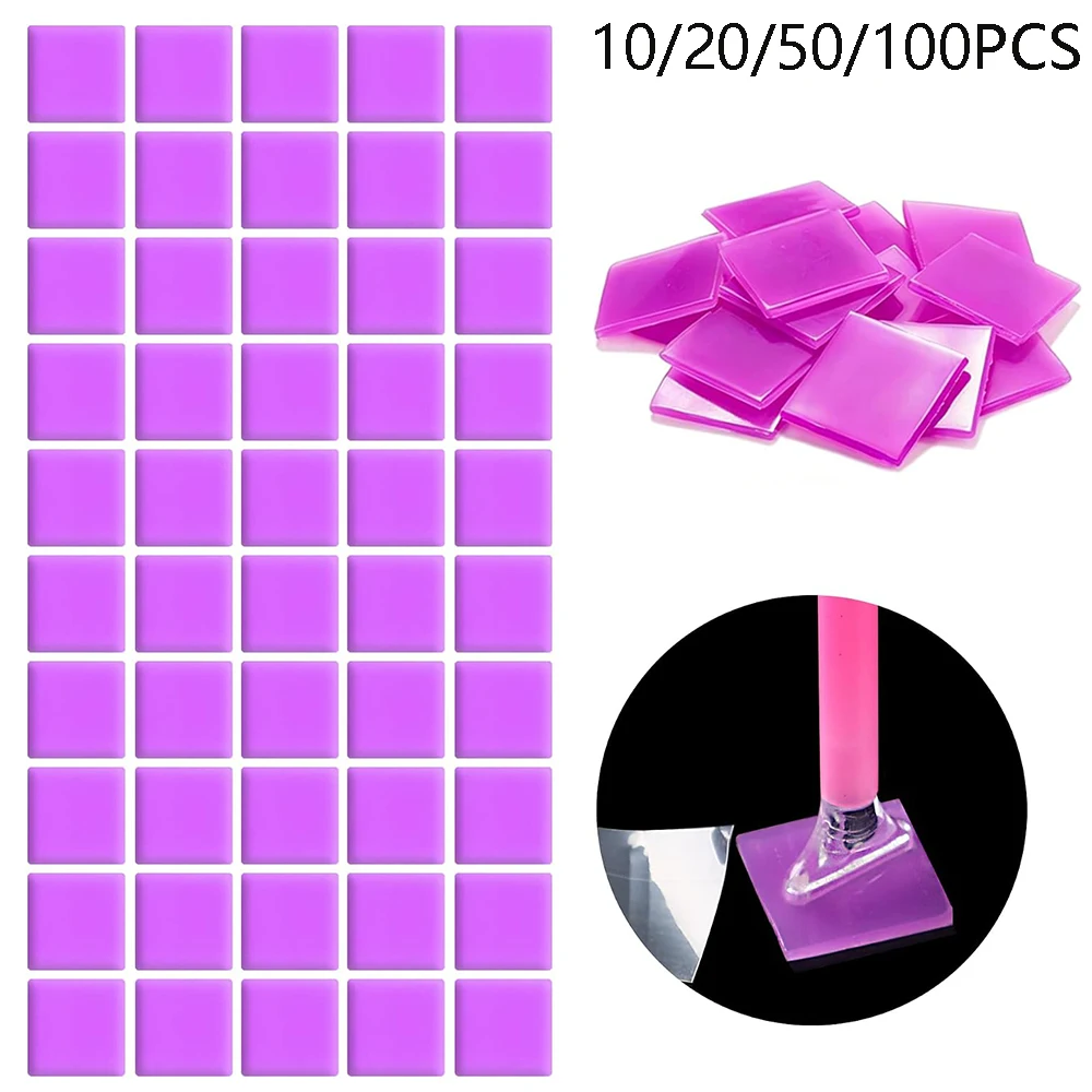 Purple 10-100 Pcs 2*2CM Diamond Painting Wax Mud Glue Accessory Diamond Embroidery Cross Stitch Diamond Painting Glue Tool