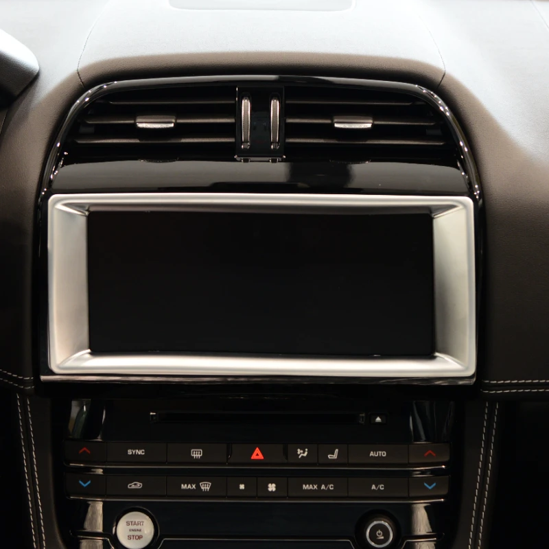 Suetlcoity For Jaguar F-Pace 2016 ABS Silver Car Dashboard Navigation Screen Frame Cover Trim Interior Car Accessories