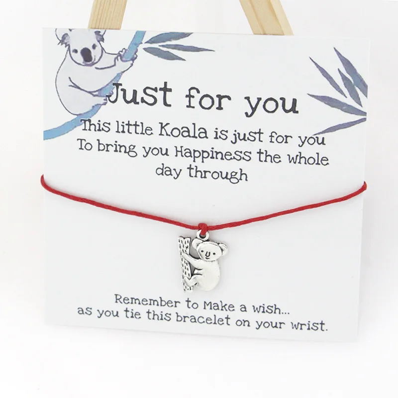 Lucky Koala Wish Bracelet Cute Koala Charm Wish Card Friendship Bracelets Koala Jewelry for Women Men Best Friend Gifts