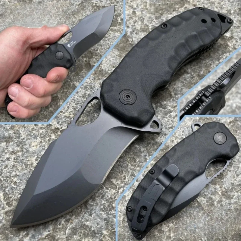 MINI Kiku XR LTE Flipper Pocket Folding Knife CTS-XHP Satin Plain Blade Linen Micarta Tactical Outdoor Camping Hunting EDC