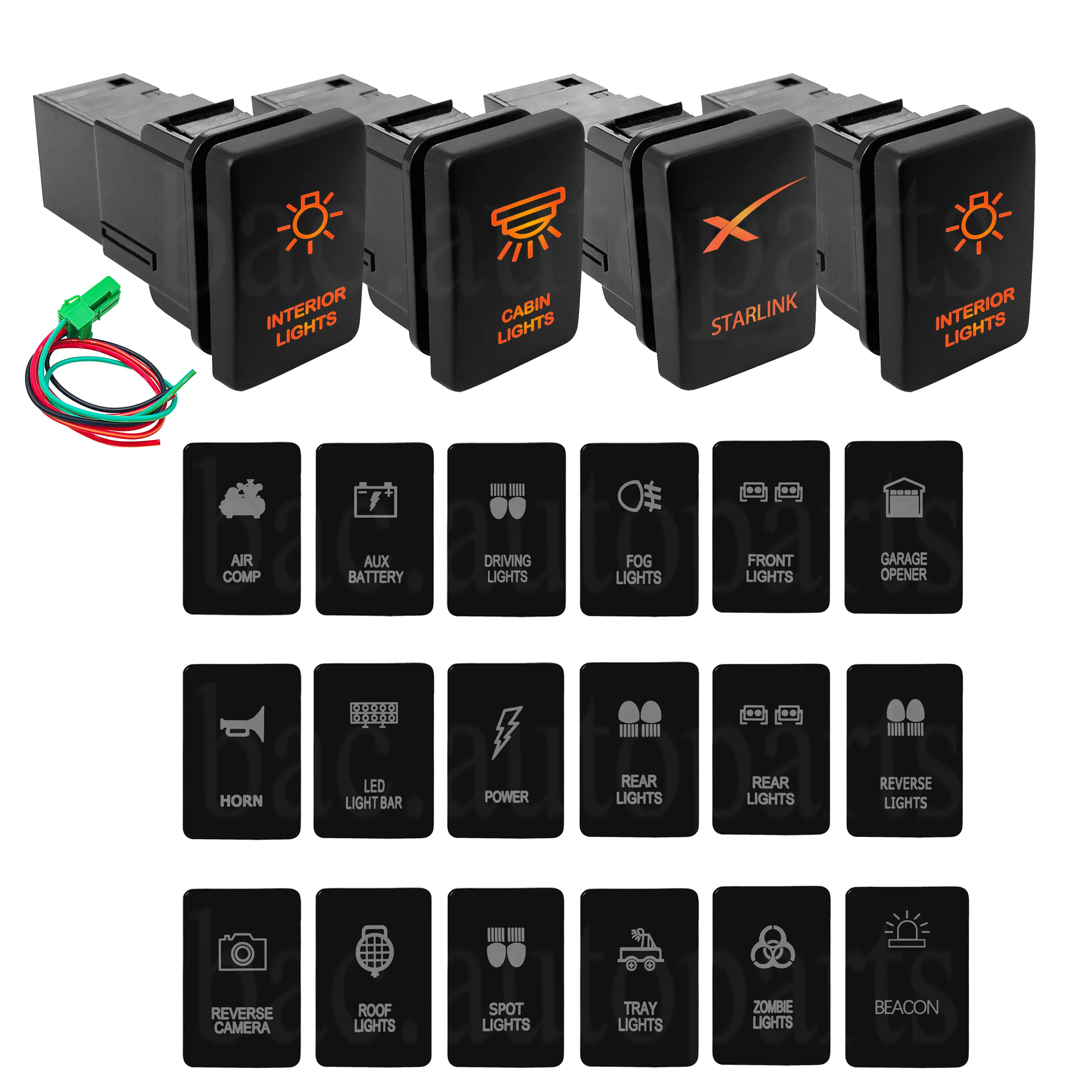 12V Orange LED Push Button Switch for Toyota Hilux Land Cruiser Prado 150 200 4Runner RAV4 Hiace Tundra Corolla Fog Light Dual
