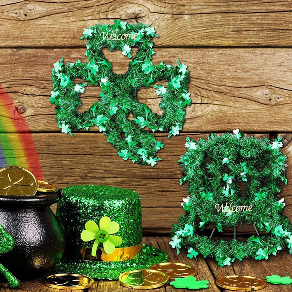 

3pcs Metal Wreath Frame Shamrock Door Sign Green Iron Ring For St. Patrick'S Day Home Porch Decoration Large Flower Wreath Forms