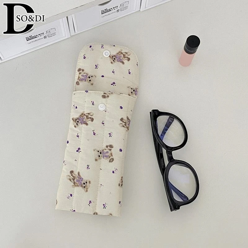 Cartoon Bear Pencil Bag Portable Soft Glasses Storage Container Case Cotton-filled Compression-resistant Sunglasses Pouch