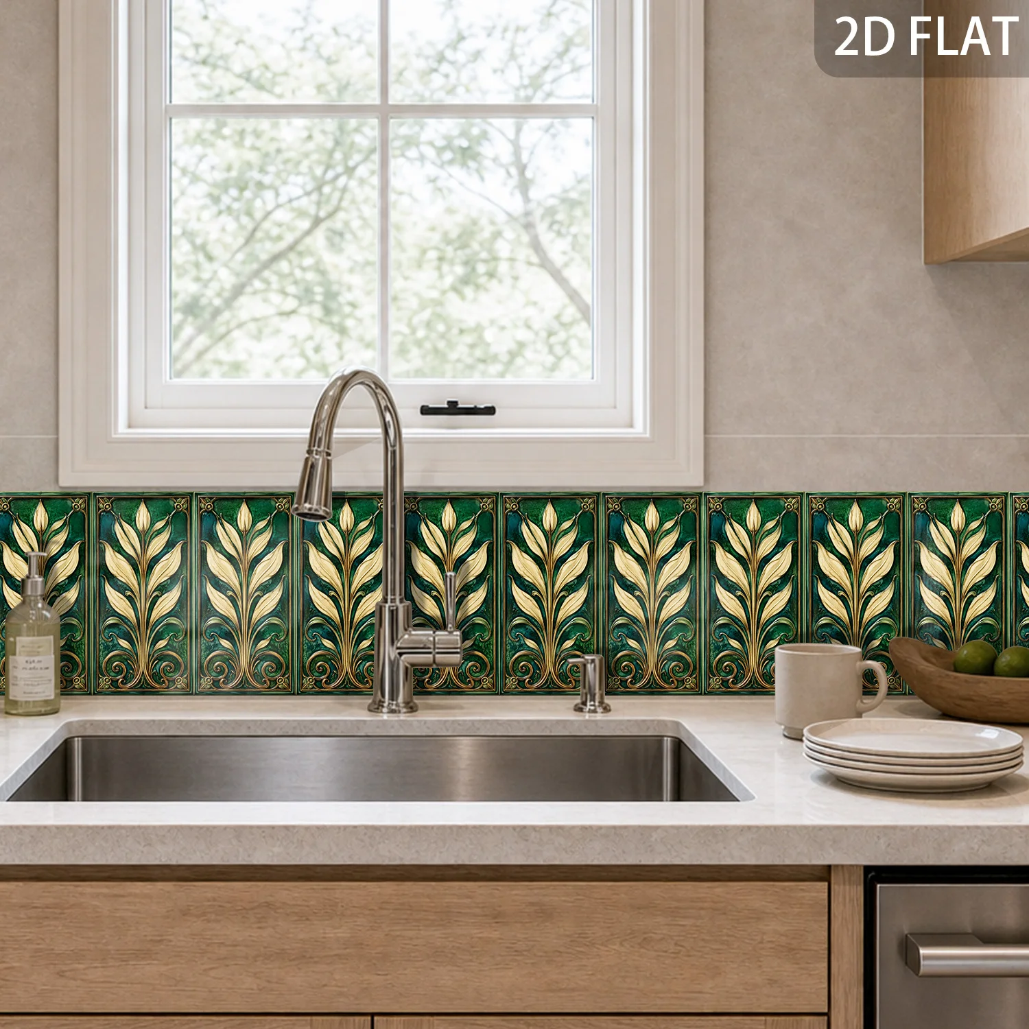Antique Style Floral Tile Decals Peel And Stick 5.5x11 Inch Home Wall Decor For Bathroom Kitchen Living Space Makeover