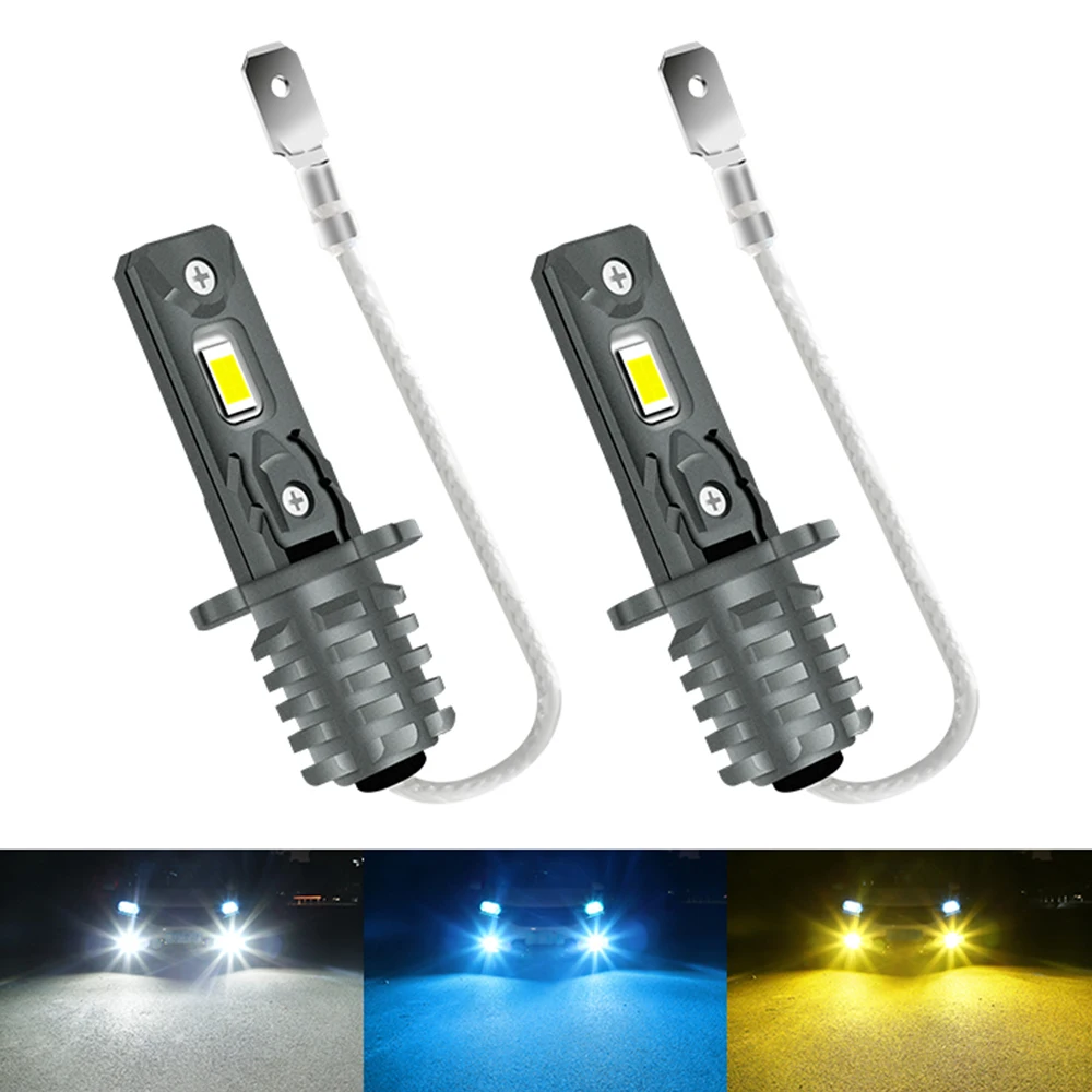 2x 12V 24V H3 LED Fog Lights Bulb Super Bright High Power 9-60V White Ice Blue Yellow Car Trucks Vans Driving Running Light