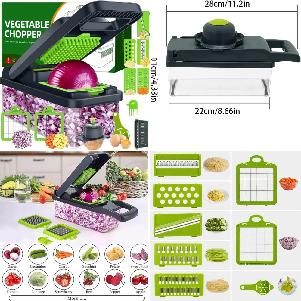 

Fruit & Vegetable Tools14 in 1 Vegetable Chopper Mandoline Slicer Kitchen Food Cutter Veggie Slicer Set Multifunctional Food