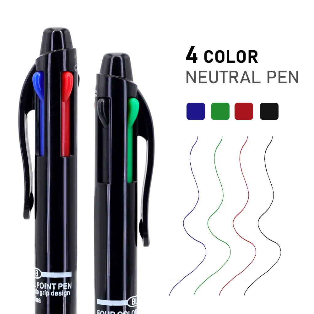 4pcs/set Creative 4 in 1 Multicolour Ballpoint Pen 0.7mm Black Blue Red Green Ball Pen Office School Marking Pen Cute Stationery
