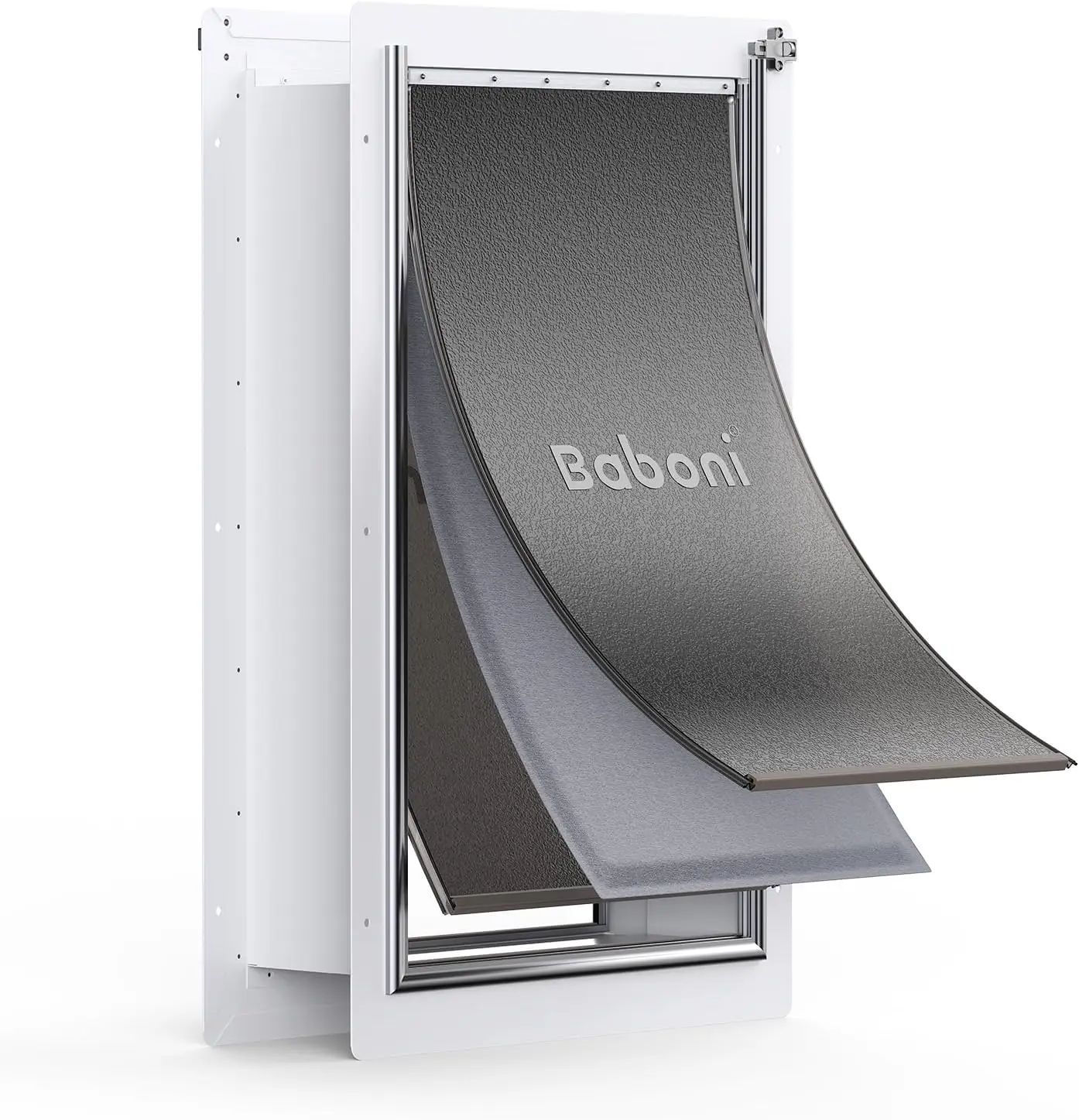 Baboni 3-Flap Pet Door for Wall, Steel Frame and Telescoping Tunnel, Aluminum Lock, Double Flap Dog Door and Cat Door,